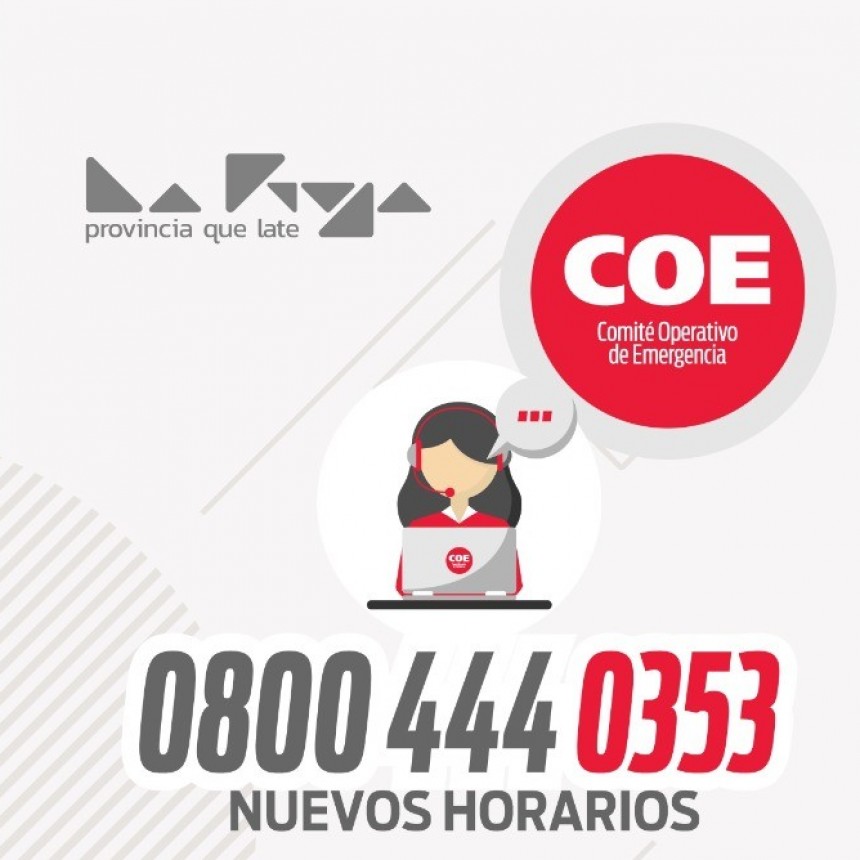 Nuevos horarios de atención del 0800 del COE