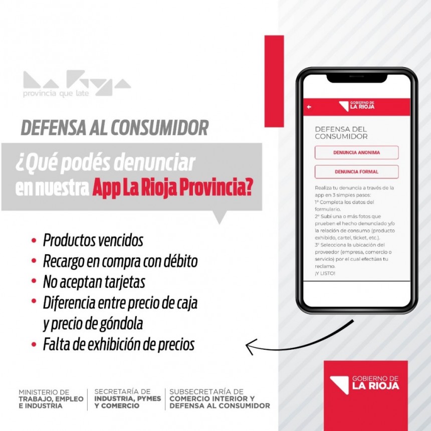 Consumidores podrán realizar denuncias a través de la app “La Rioja Provincia”