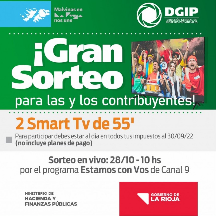  Rentas de la provincia sorteará dos televisores entre los contribuyentes que esten al dia con el pago de impuestos