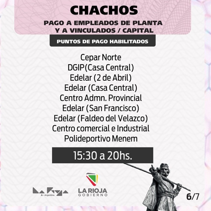Comienza el pago del bono extra en Chachos en Capital  
