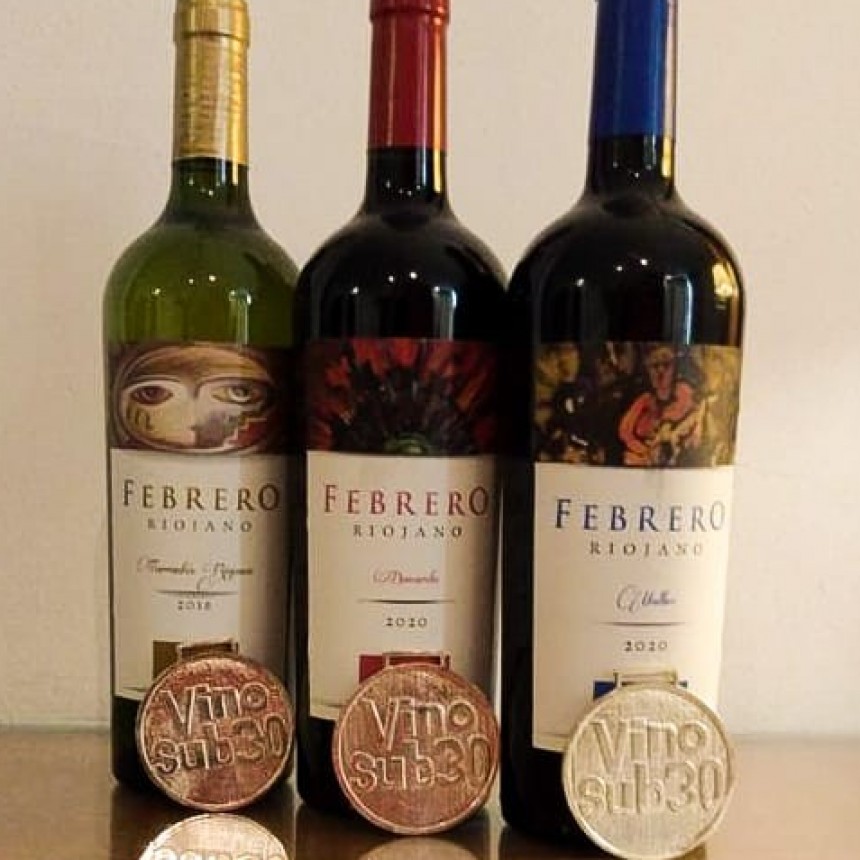 Febrero Riojano ganó tres medallas de oro en el Concurso Nacional VinoSub30