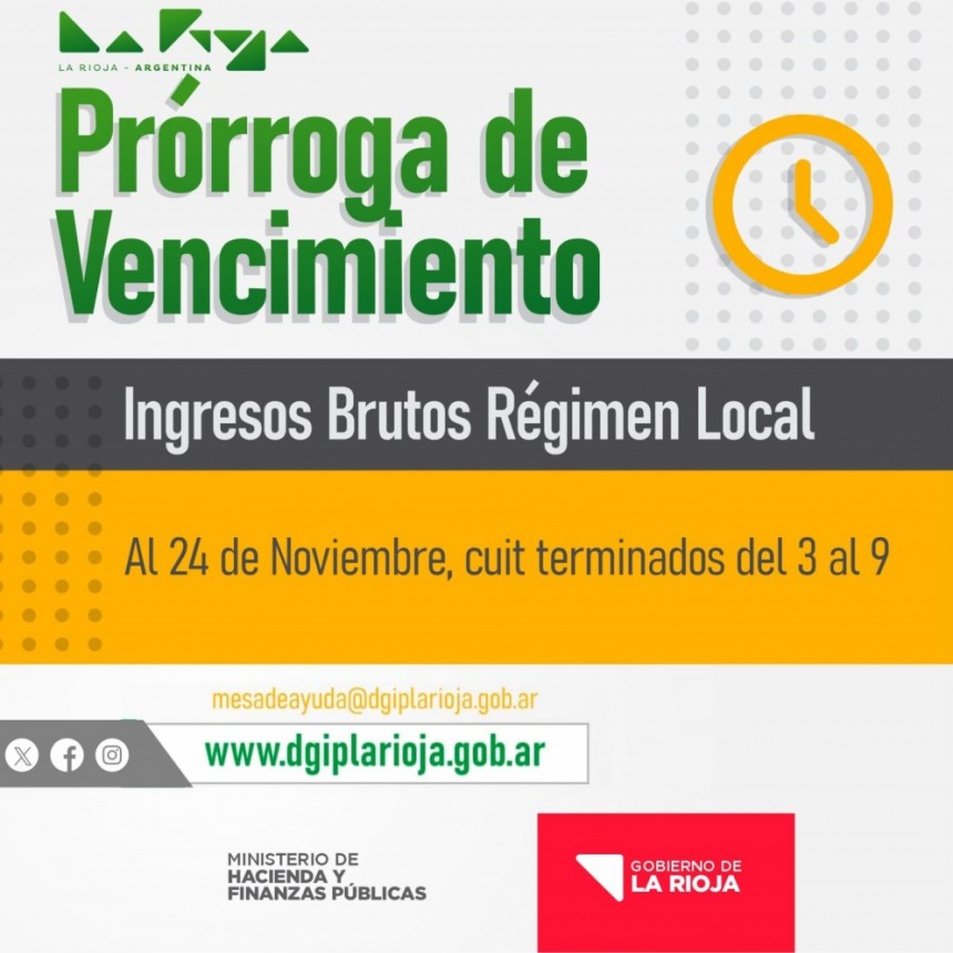 Prorrogan vencimiento Impuesto sobre los Ingresos Brutos Régimen Local