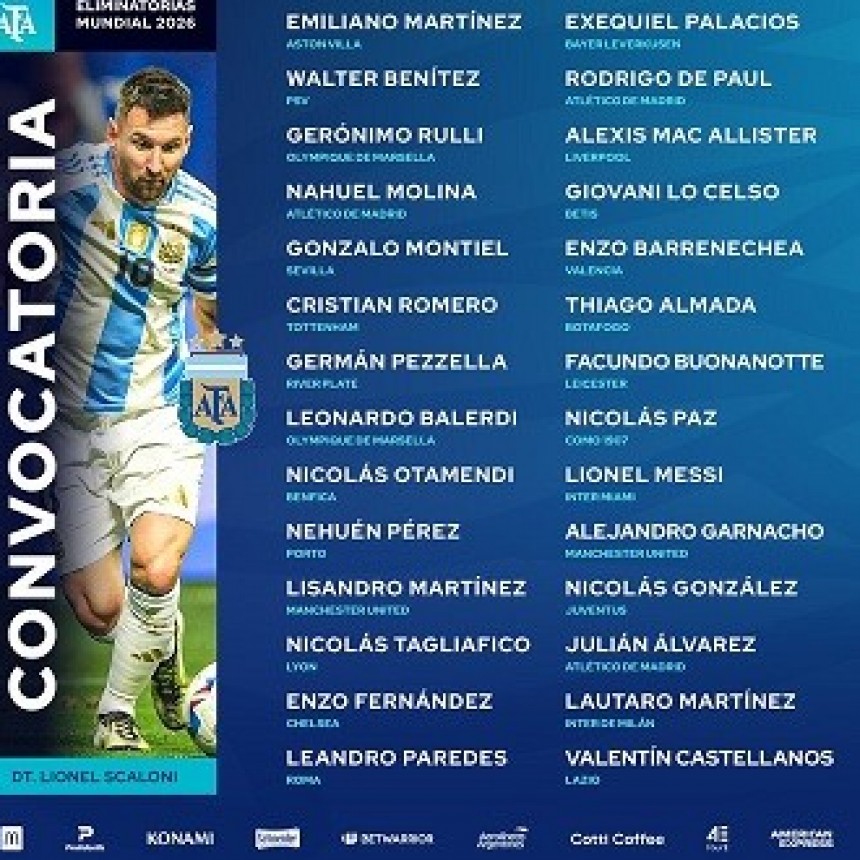 Scaloni dio a conocer la lista de convocados de Argentina para jugar vs Paraguay y Perú