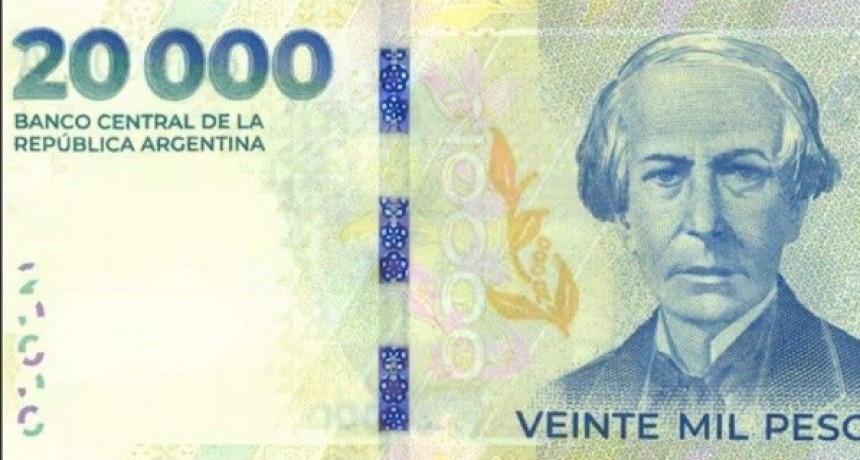 Comienza a circular el billete de 20.000 pesos