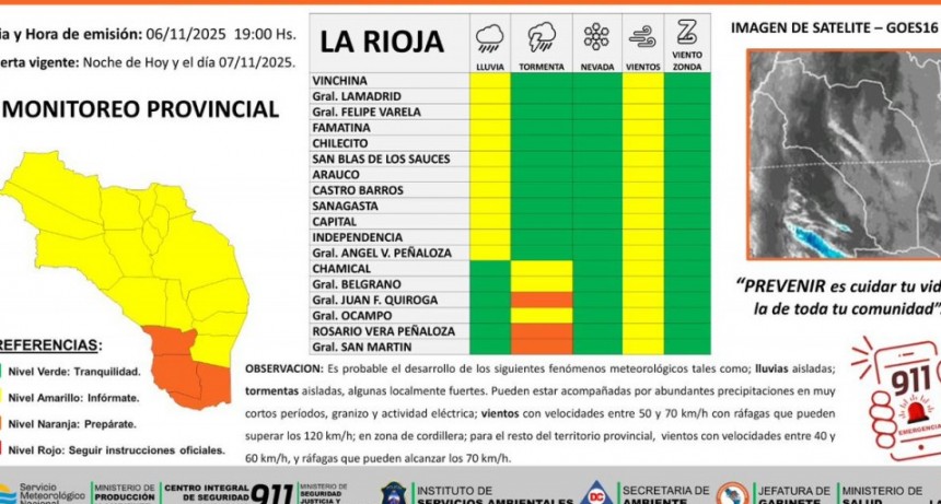 Difunden alerta por lluvias, vientos y tormentas