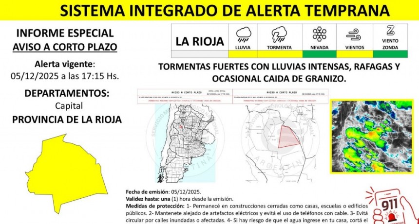 Rigen alertas por tormentas y vientos en distintos puntos de la provincia
